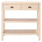 Raffia Console Table – Light Natural / Gold, Woven Texture, 2 Drawers & 2 Shelves, Single