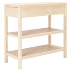 Raffia Console Table – Light Natural / Gold, Woven Texture, 2 Drawers & 2 Shelves, Single