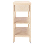 Raffia Console Table – Light Natural / Gold, Woven Texture, 2 Drawers & 2 Shelves, Single