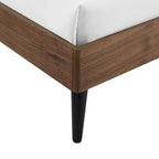King Wood Platform Bed with Arched Headboard – Walnut, Rubberwood & MDF, Mid-Century Style, Single
