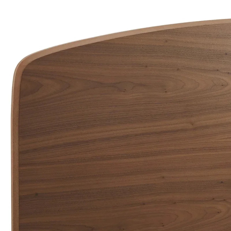 King Wood Platform Bed with Arched Headboard – Walnut, Rubberwood & MDF, Mid-Century Style, Single