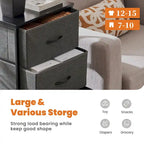 4-Drawer Fabric Dresser with Wood Top – Brown / White / Grey, Metal Frame, Single