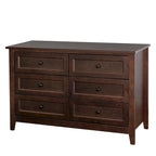 6-Drawer Sideboard Dresser – Auburn / White, Birch Frame, Retro Round Handles, Single