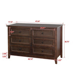 6-Drawer Sideboard Dresser – Auburn / White, Birch Frame, Retro Round Handles, Single