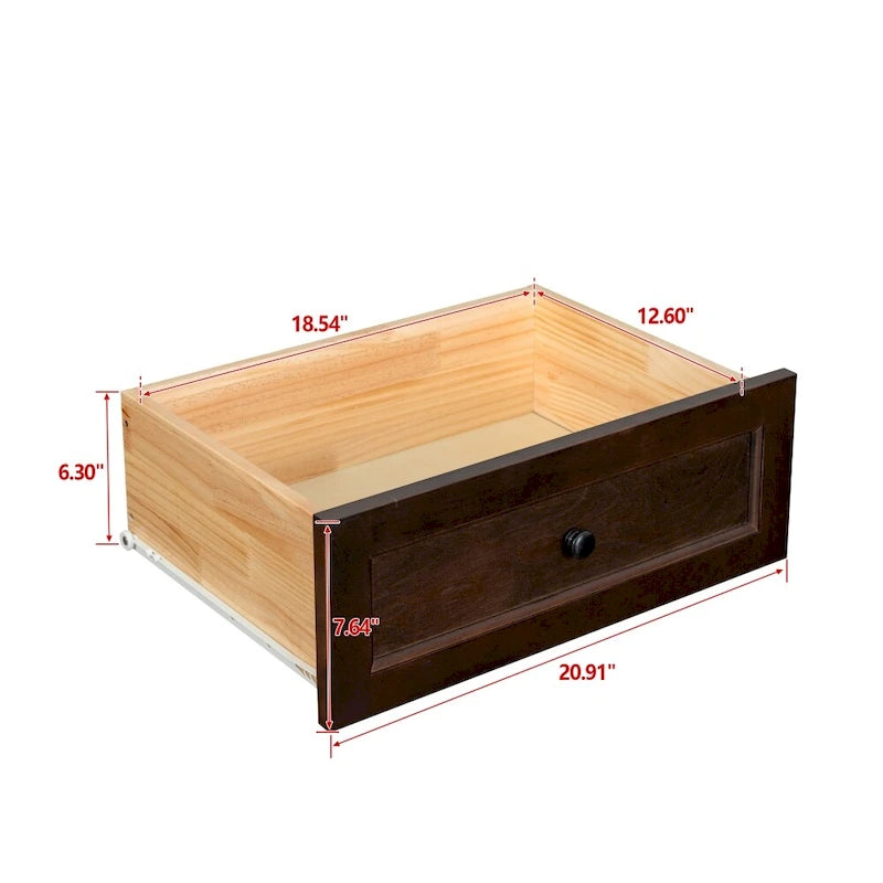 6-Drawer Sideboard Dresser – Auburn / White, Birch Frame, Retro Round Handles, Single