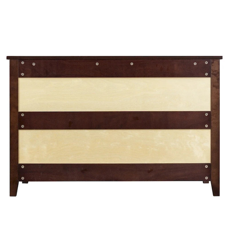 6-Drawer Sideboard Dresser – Auburn / White, Birch Frame, Retro Round Handles, Single