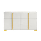 6-Drawer Wooden Dresser – Black & Gold / White & Gold, Metal Bar Pulls, Single