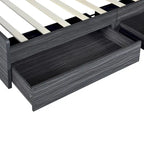 Twin Storage Platform Bed with 4-Shelf Headboard & 2 Drawers – Grey / White, Pine & MDF, Single