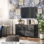 5-Drawer Dresser with Wood Top – Pink & Rose Gold / Rustic Brown / Black & Brown / White, Steel Frame, Single