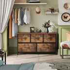 5-Drawer Dresser with Wood Top – Pink & Rose Gold / Rustic Brown / Black & Brown / White, Steel Frame, Single