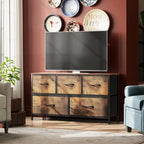 5-Drawer Dresser with Wood Top – Pink & Rose Gold / Rustic Brown / Black & Brown / White, Steel Frame, Single