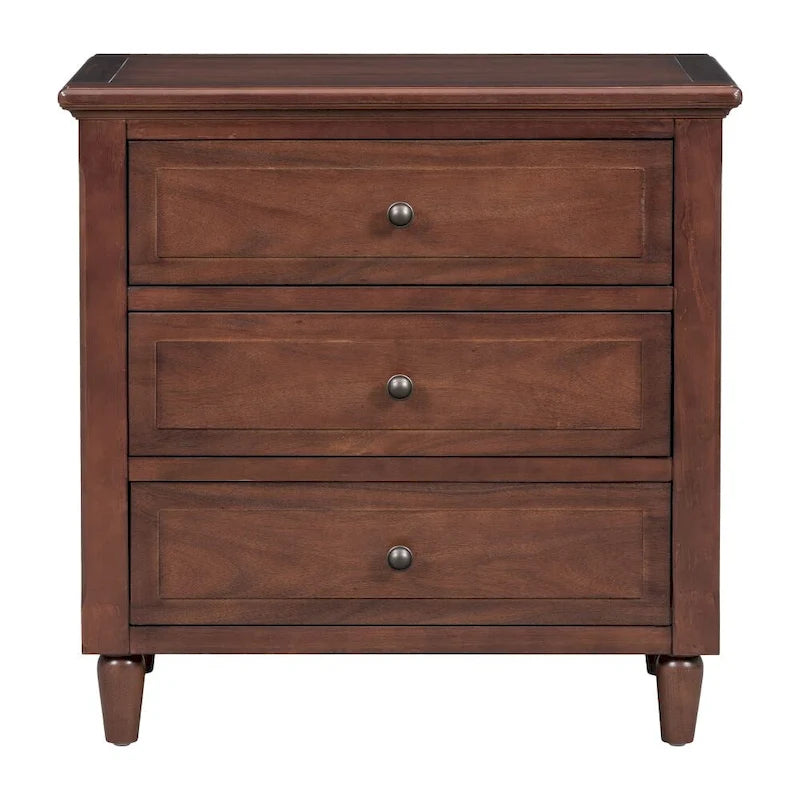 3-Drawer Nightstand – Black / White / Brown / Blue, Wood, Metal Slide Rails, Single