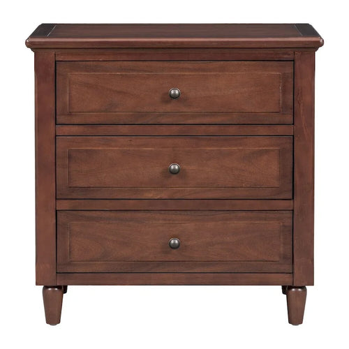 3-Drawer Nightstand – Black / White / Brown / Blue, Wood, Metal Slide Rails, Single