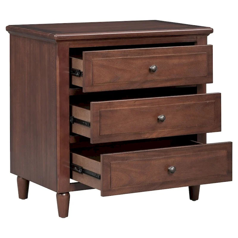 3-Drawer Nightstand – Black / White / Brown / Blue, Wood, Metal Slide Rails, Single
