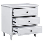 3-Drawer Nightstand – Black / White / Brown / Blue, Wood, Metal Slide Rails, Single