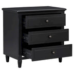 3-Drawer Nightstand – Black / White / Brown / Blue, Wood, Metal Slide Rails, Single
