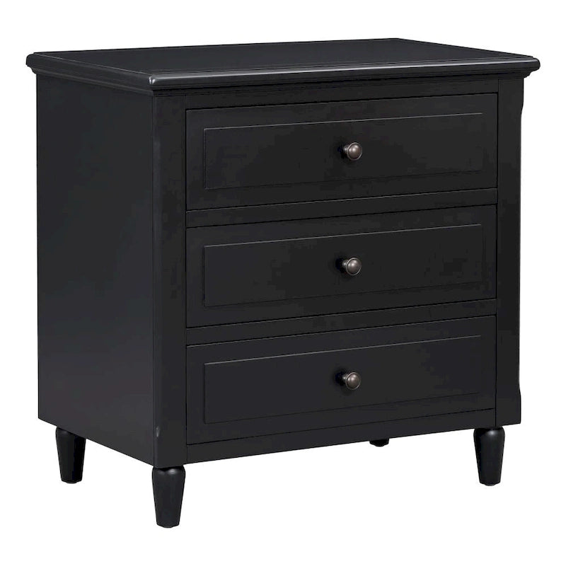 3-Drawer Nightstand – Black / White / Brown / Blue, Wood, Metal Slide Rails, Single