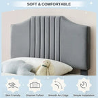 Twin Low Platform Bed with Foam Headboard – Pink / Grey, Velvet, Wood Slats & Metal Frame, Single