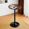 39.5" Round Pub Bar Table – Walnut / Black / Silver, MDF Top, Iron Base, Single