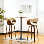 39.5" Round Pub Bar Table – Walnut / Black / Silver, MDF Top, Iron Base, Single