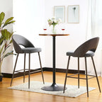 39.5" Round Pub Bar Table – Walnut / Black / Silver, MDF Top, Iron Base, Single