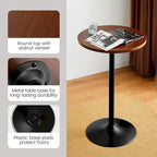 39.5" Round Pub Bar Table – Walnut / Black / Silver, MDF Top, Iron Base, Single