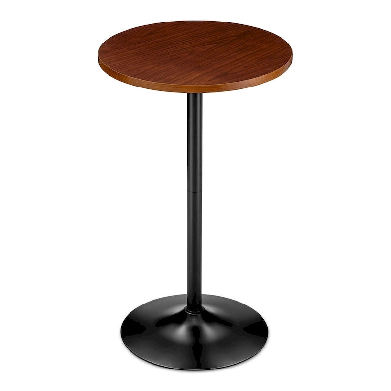 39.5" Round Pub Bar Table – Walnut / Black / Silver, MDF Top, Iron Base, Single