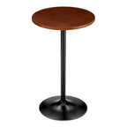 39.5" Round Pub Bar Table – Walnut / Black / Silver, MDF Top, Iron Base, Single