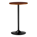 39.5" Round Pub Bar Table – Walnut / Black / Silver, MDF Top, Iron Base, Single