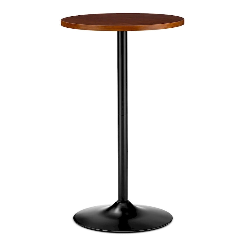 39.5" Round Pub Bar Table – Walnut / Black / Silver, MDF Top, Iron Base, Single