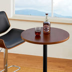 39.5" Round Pub Bar Table – Walnut / Black / Silver, MDF Top, Iron Base, Single