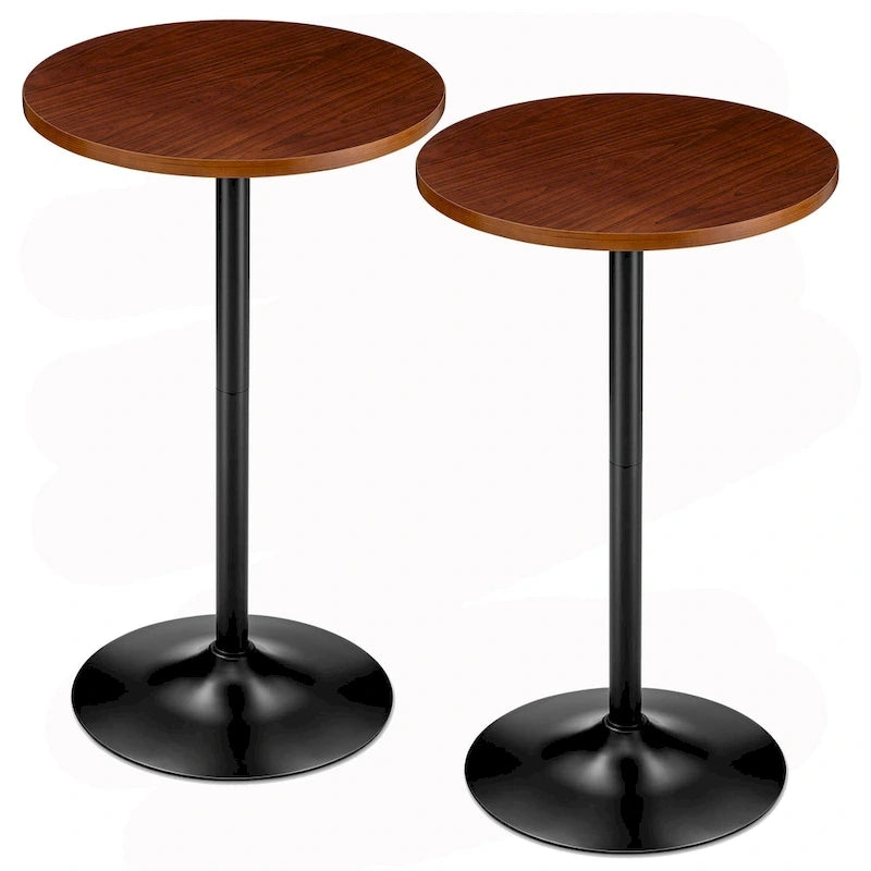 39.5" Round Pub Bar Table – Walnut / Black / Silver, MDF Top, Iron Base, Single