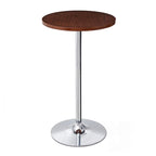 39.5" Round Pub Bar Table – Walnut / Black / Silver, MDF Top, Iron Base, Single