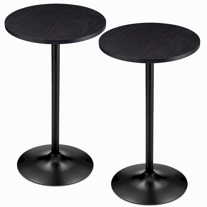 39.5" Round Pub Bar Table – Walnut / Black / Silver, MDF Top, Iron Base, Single