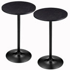 39.5" Round Pub Bar Table – Walnut / Black / Silver, MDF Top, Iron Base, Single