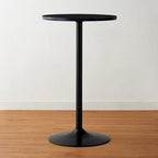 39.5" Round Pub Bar Table – Walnut / Black / Silver, MDF Top, Iron Base, Single