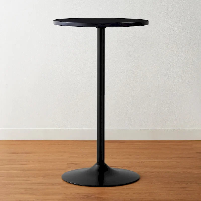 39.5" Round Pub Bar Table – Walnut / Black / Silver, MDF Top, Iron Base, Single