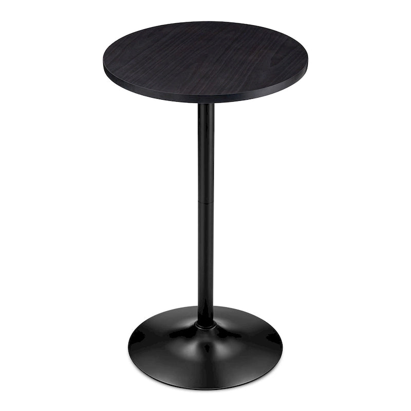 39.5" Round Pub Bar Table – Walnut / Black / Silver, MDF Top, Iron Base, Single