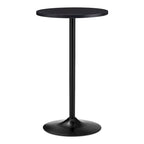 39.5" Round Pub Bar Table – Walnut / Black / Silver, MDF Top, Iron Base, Single