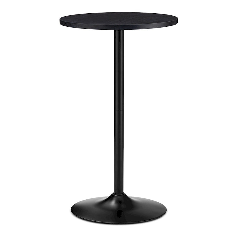 39.5" Round Pub Bar Table – Walnut / Black / Silver, MDF Top, Iron Base, Single