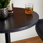 39.5" Round Pub Bar Table – Walnut / Black / Silver, MDF Top, Iron Base, Single