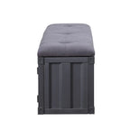 56" Industrial Storage Bench – Gray, Fabric Seat, Metal Frame, 2 Side Cabinets, Seats 2–3