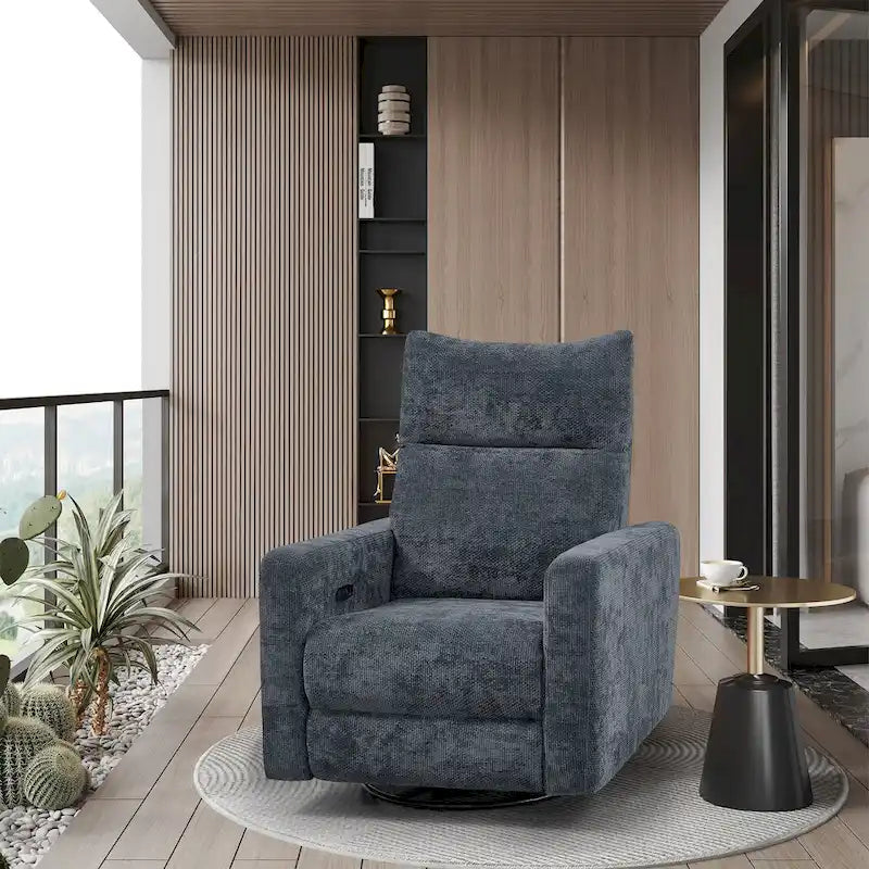 Power Swivel Glider Recliner – Beige / Light Grey / Black / Deep Blue / Dark Grey, USB Port, Single