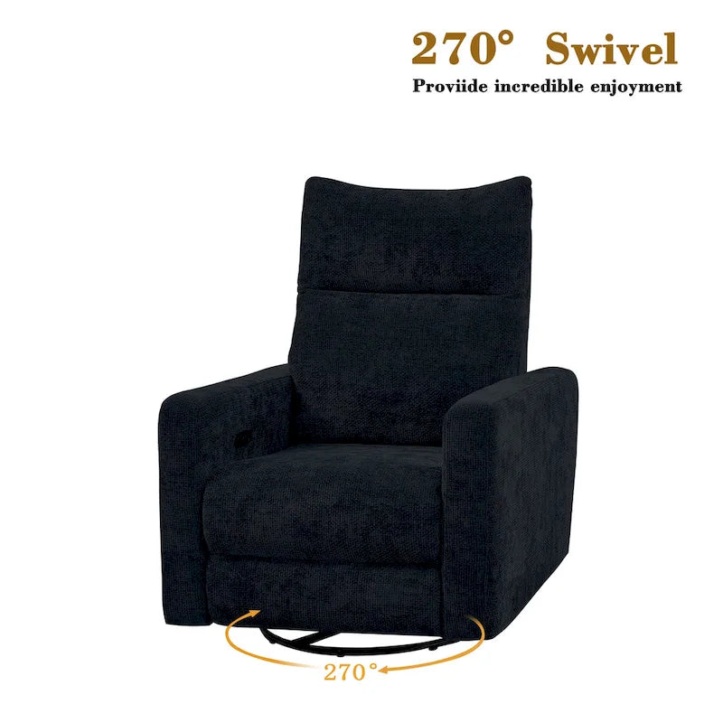 Power Swivel Glider Recliner – Beige / Light Grey / Black / Deep Blue / Dark Grey, USB Port, Single