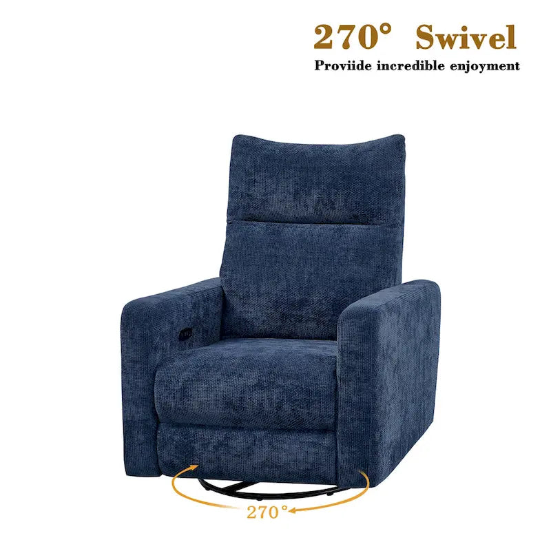 Power Swivel Glider Recliner – Beige / Light Grey / Black / Deep Blue / Dark Grey, USB Port, Single