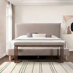 Boucle Upholstered Accent Bench – Grey / Beige, Metal Frame, Contemporary Style, Single