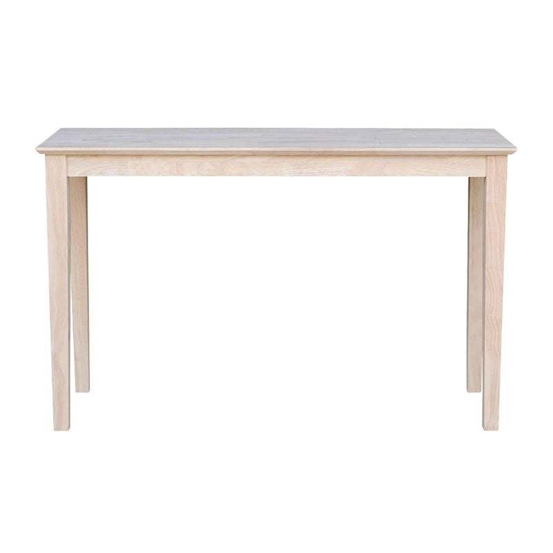 Shaker Console Table – Unfinished Parawood, Butcher Block Top, Wood, Single-Person Assembly