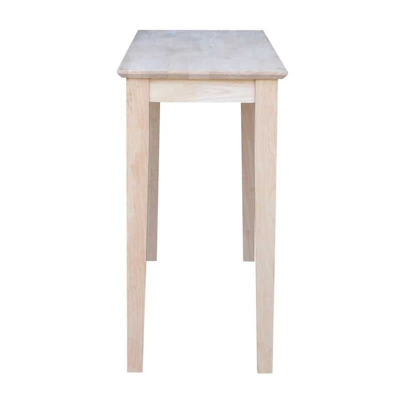 Shaker Console Table – Unfinished Parawood, Butcher Block Top, Wood, Single-Person Assembly