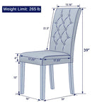 Linen Parsons Upholstered Dining Chair – Grey / Brown / White, Button Tufted, Set of 2