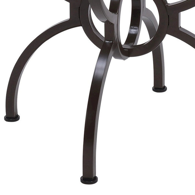 48" Round Glass Dining Table – Clear Top, Dark Gray Interlocking Ring Legs, Seats 4